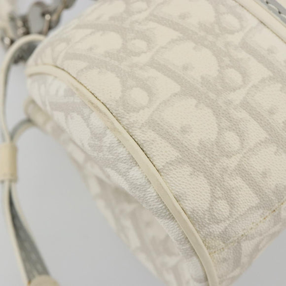 Christian Dior Trotter Canvas Romantic Chain Bag PVC White Silver Auth 190241SAM