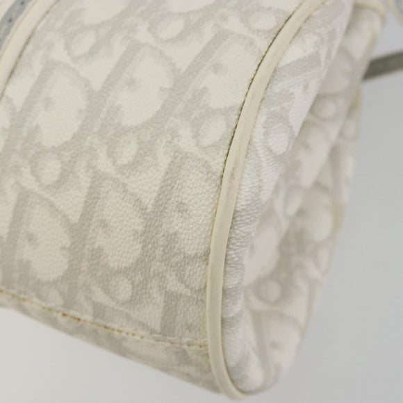 Christian Dior Trotter Canvas Romantic Chain Bag PVC White Silver Auth 190241SAM