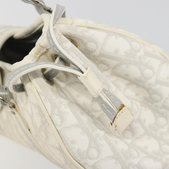 Christian Dior Trotter Canvas Romantic Chain Bag PVC White Silver Auth 190241SAM