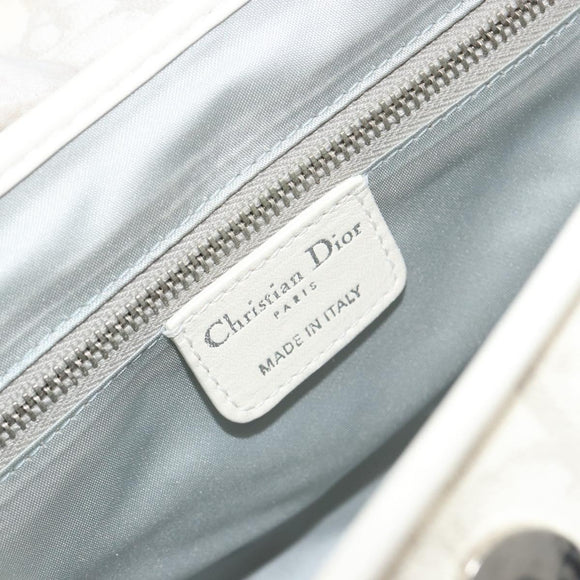Christian Dior Trotter Canvas Romantic Chain Bag PVC White Silver Auth 190241SAM