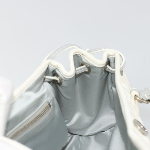Christian Dior Trotter Canvas Romantic Chain Bag PVC White Silver Auth 190241SAM