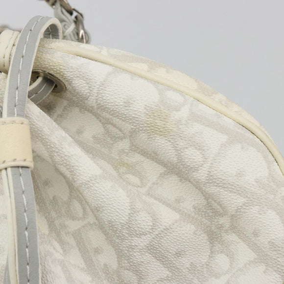 Christian Dior Trotter Canvas Romantic Chain Bag PVC White Silver Auth 190241SAM