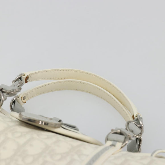 Christian Dior Trotter Canvas Romantic Chain Bag PVC White Silver Auth 190241SAM