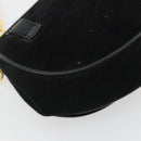 Salvatore Ferragamo Gancini Chain Shoulder Bag Suede Black Gold Auth 190242-18