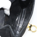 Salvatore Ferragamo Gancini Chain Shoulder Bag Suede Black Gold Auth 190242-9