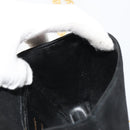 Salvatore Ferragamo Gancini Chain Shoulder Bag Suede Black Gold Auth 190242-20
