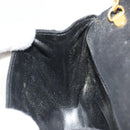 Salvatore Ferragamo Gancini Chain Shoulder Bag Suede Black Gold Auth 190242-21