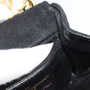 Salvatore Ferragamo Gancini Chain Shoulder Bag Suede Black Gold Auth 190242-10