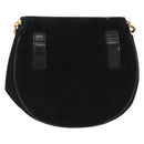 Salvatore Ferragamo Gancini Chain Shoulder Bag Suede Black Gold Auth 190242-2