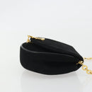 Salvatore Ferragamo Gancini Chain Shoulder Bag Suede Black Gold Auth 190242-3