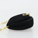 Salvatore Ferragamo Gancini Chain Shoulder Bag Suede Black Gold Auth 190242-4