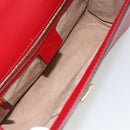 GUCCI Sherry Line Silvi Shoulder Bag Leather Red Gold 421882 Auth 190243V-9