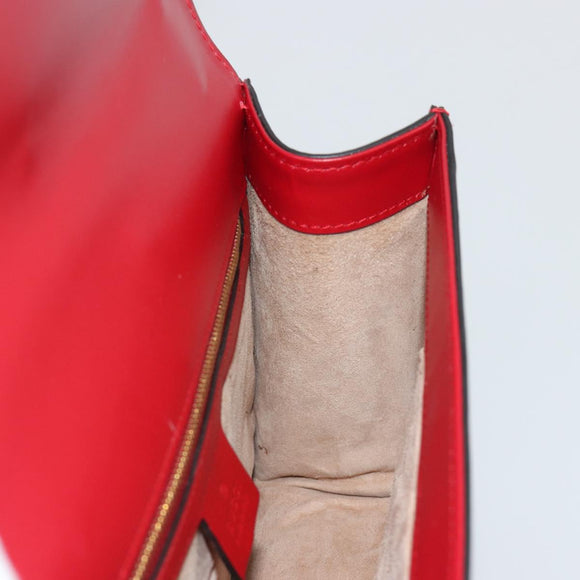 GUCCI Sherry Line Silvi Shoulder Bag Leather Red Gold 421882 Auth 190243V