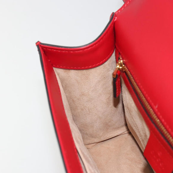 GUCCI Sherry Line Silvi Shoulder Bag Leather Red Gold 421882 Auth 190243V