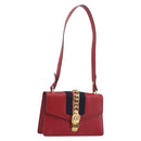 GUCCI Sherry Line Silvi Shoulder Bag Leather Red Gold 421882 Auth 190243V-1
