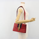 GUCCI Sherry Line Silvi Shoulder Bag Leather Red Gold 421882 Auth 190243V-26