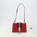 GUCCI Sherry Line Silvi Shoulder Bag Leather Red Gold 421882 Auth 190243V-12