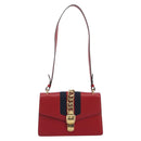 GUCCI Sherry Line Silvi Shoulder Bag Leather Red Gold 421882 Auth 190243V-13