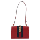 GUCCI Sherry Line Silvi Shoulder Bag Leather Red Gold 421882 Auth 190243V-2