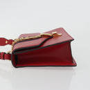 GUCCI Sherry Line Silvi Shoulder Bag Leather Red Gold 421882 Auth 190243V-4