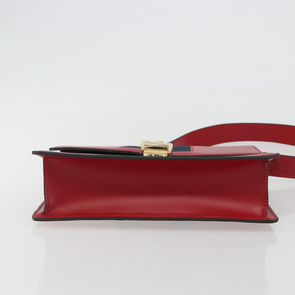 GUCCI Sherry Line Silvi Shoulder Bag Leather Red Gold 421882 Auth 190243V