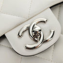 CHANEL Chain Big Matelasse 30 Bag Lamb Skin White Black Silver CC Auth 190244SAM-16