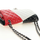 CHANEL Chain Big Matelasse 30 Bag Lamb Skin White Black Silver CC Auth 190244SAM-6