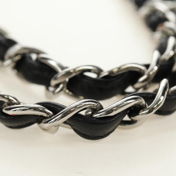 CHANEL Chain Big Matelasse 30 Bag Lamb Skin White Black Silver CC Auth 190244SAM
