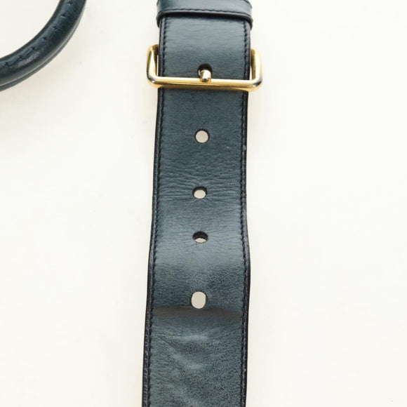 PRADA Hand Bag Leather 2way Blue Gold Auth 190247V