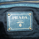 PRADA Hand Bag Leather 2way Blue Gold Auth 190247V-21