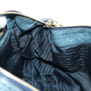 PRADA Hand Bag Leather 2way Blue Gold Auth 190247V-23