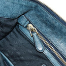 PRADA Hand Bag Leather 2way Blue Gold Auth 190247V-25