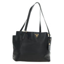 PRADA Tote Bag Vittero Dino Leather Black Gold Auth 190249V-1