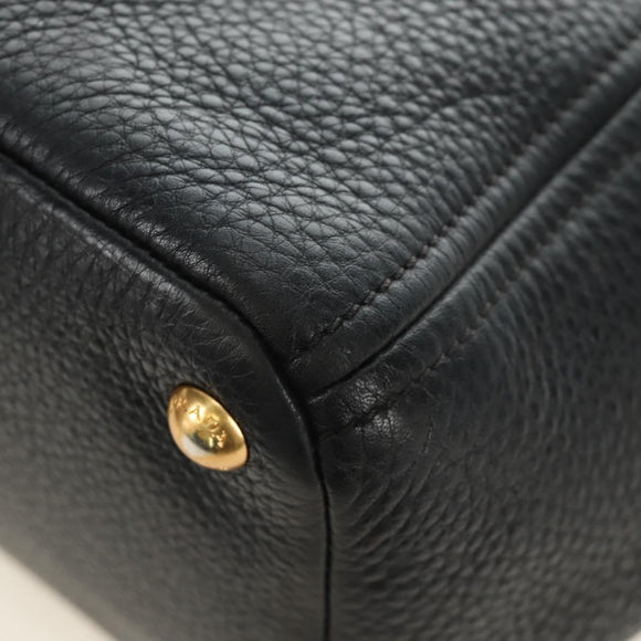 PRADA Tote Bag Vittero Dino Leather Black Gold Auth 190249V