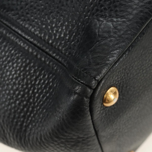 PRADA Tote Bag Vittero Dino Leather Black Gold Auth 190249V