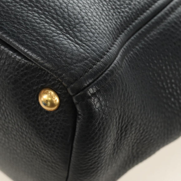 PRADA Tote Bag Vittero Dino Leather Black Gold Auth 190249V