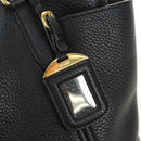 PRADA Tote Bag Vittero Dino Leather Black Gold Auth 190249V-14