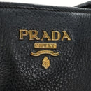 PRADA Tote Bag Vittero Dino Leather Black Gold Auth 190249V-15