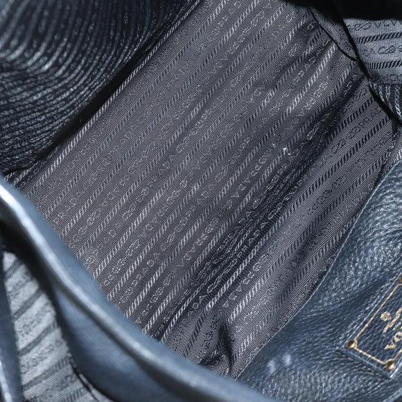 PRADA Tote Bag Vittero Dino Leather Black Gold Auth 190249V