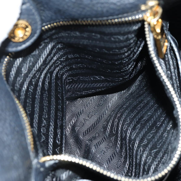 PRADA Tote Bag Vittero Dino Leather Black Gold Auth 190249V