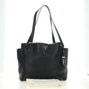 PRADA Tote Bag Vittero Dino Leather Black Gold Auth 190249V-25
