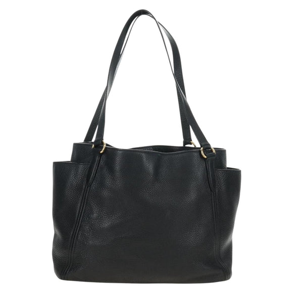 PRADA Tote Bag Vittero Dino Leather Black Gold Auth 190249V