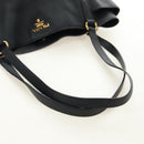 PRADA Tote Bag Vittero Dino Leather Black Gold Auth 190249V-7