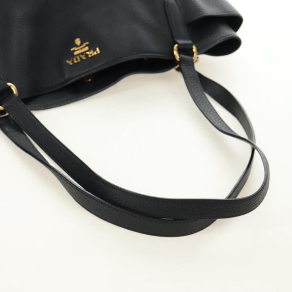 PRADA Tote Bag Vittero Dino Leather Black Gold Auth 190249V