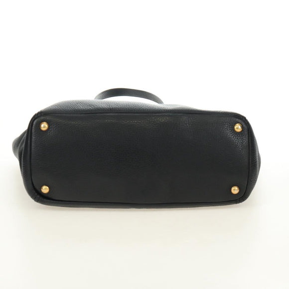 PRADA Tote Bag Vittero Dino Leather Black Gold Auth 190249V