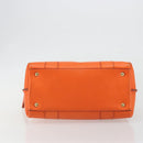 Salvatore Ferragamo Gancini Hand Bag Leather 2way Orange Gold Auth 190253-5