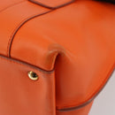 Salvatore Ferragamo Gancini Hand Bag Leather 2way Orange Gold Auth 190253-9
