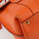 Salvatore Ferragamo Gancini Hand Bag Leather 2way Orange Gold Auth 190253-16