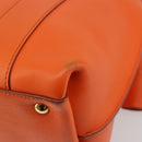 Salvatore Ferragamo Gancini Hand Bag Leather 2way Orange Gold Auth 190253-17