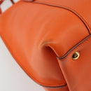 Salvatore Ferragamo Gancini Hand Bag Leather 2way Orange Gold Auth 190253-18